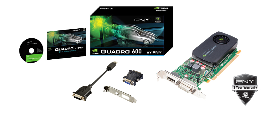 PNY NVIDIA Quadro 600 1GB PCIe 2.0